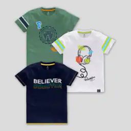 codez Pack of 3 Printed Crew-Neck T-Shirts-picture-31