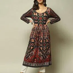 biba Women Floral Print Flared Kurta-picture-48