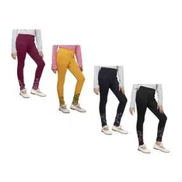 indiweaves Pack of 4 Printed Leggings with Elasticated Waist-picture-12