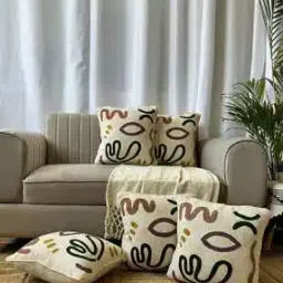 export house Set of 5 Embroidered Cushion Covers with Stitch Detail-picture-41