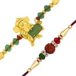 om jewells CO1000153 Pack of 2 Lord Ganesha & Rudrakshi Rakhi Bracelets-picture-40