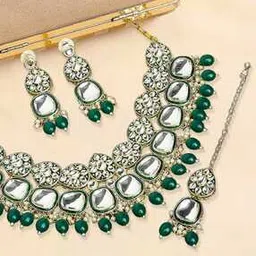 fabula Gold-Plated Stone-Studded Necklace & Earrings Set-picture-32