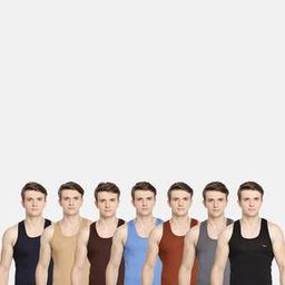 dollar bigboss Pack of 7 Men Solid Combed Cotton Shrinkless Vest-picture-35