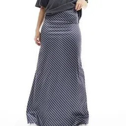 asos design Women Striped Twill A-Line Maxi Skirt-picture-38
