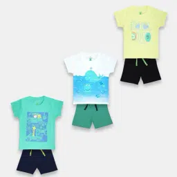 yuv Pack of 3 Printed T-Shirt & Shorts Set image 1