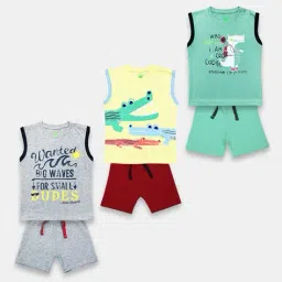 yuv Pack of 3 Printed T-Shirt & Shorts Set image 1