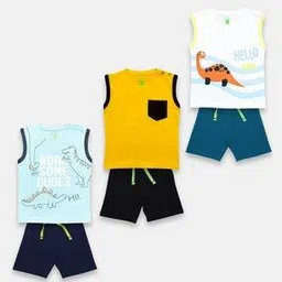 yuv Pack of 3 Printed T-Shirt & Shorts Set-picture-32