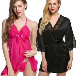 beach curve Women Lace Babydoll with Robe-picture-20