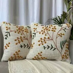 export house Pack of 2 Embroidered Square-Shaped Pillow Covers 16" x 16"-picture-42