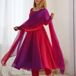 svaraa Women Ombre Dyed Anarkali Kurta Set image 1