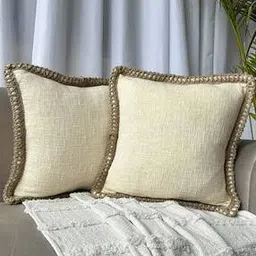 export house Set of 2 Embroidered Cushion Covers 20" x 20" -picture-40
