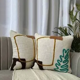 export house Set of 2 Embroidered Cushion Covers 16" x 16" -picture-28