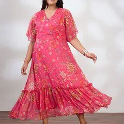 globus Gloplus Women Floral Print Plus Size A-Line Maxi Dress-picture-12
