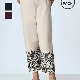 Women Pack of 3 Printed Pyjamas with Elasticated Waist-image-93