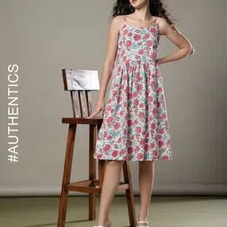 indie picks Sanganer Handblock Print Cotton Dress-picture-26