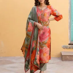 ishin Women Embroidery Straight Kurta Set image 1