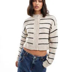 asos design Women Striped Regular Fit High-Neck Cardigan-picture-46