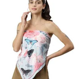 tossido Floral Print Scarf with Striped Border-picture-39