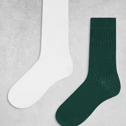 Pack of 2 Ribbed Mid-Calf Length Socks-image-56