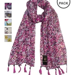 letz dezine Women Pack of 6 Printed Stoles image 1