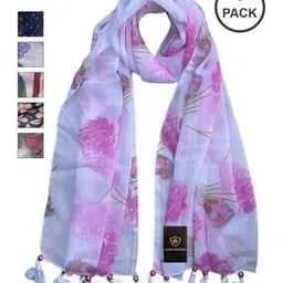 letz dezine Pack of 6 Women Floral Print Stole-picture-19