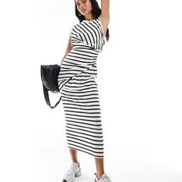 asos design In Mono Striped Sleeveless Midaxi Dress with Twist Detail-picture-47