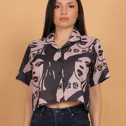 primefield Women Regular Fit Graphic Print Shirt with Cuban Collar-picture-38