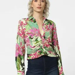 only Women Floral Print Shirt with Spread Collar-picture-49