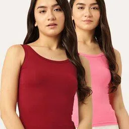 lady lyka Pack of 2 Solid Camisoles-picture-29