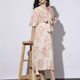 outryt by azorte Floral Print Button Down Midi Dress-picture-43