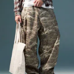 asos design Camouflage Print Baggy Balloon Flat-Front Trousers image 1