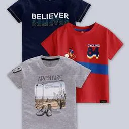 codez Pack of 3 Boy Regular Fit Round-Neck T-Shirts-picture-34
