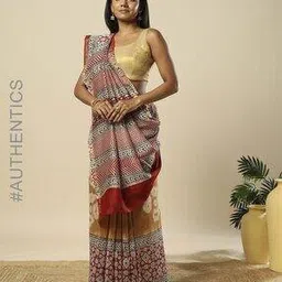 indie picks Hand Tie-Dye Block Printed Shibori Chanderi Saree-picture-19