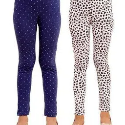 kids cave Pack Of 2 Girls Micro Printed Leggings-picture-47