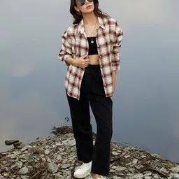 campus sutra Women Checked Oversized Shirt-picture-14