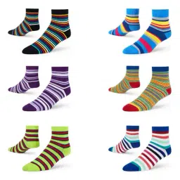 dynamocks Men Pack of 6 Striped Ankle-Length Socks image 1