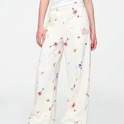 Girls Floral Print Straight Fit Wide-Leg Pants-image-40