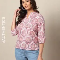 indie picks Sanganer Handblock Print Cotton Top-picture-40