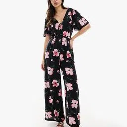 asos design Floral Print Spun Flutter Sleeve Wide-Leg Jumpsuit-picture-10