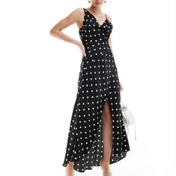 asos design Polka-Dot Cowl Neck A-Line Dress with Waist Cutout-picture-45