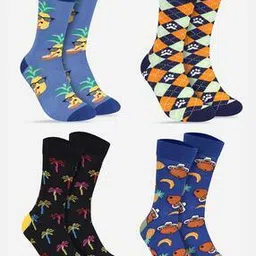 Men Pack of 4 Printed Mid-Calf Length Socks-image-31