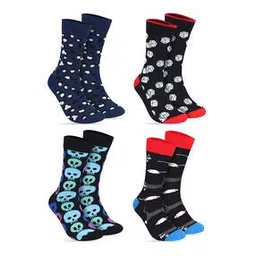 toffcraft Men Pack of 4 Printed Mid-Calf Length Socks-picture-25