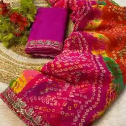 nyrika Women Bandhani Print Georgette Saree-picture-33