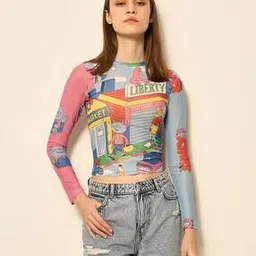 only Women Graphic Print Slim Fit Crew-Neck T-Shirt-picture-31