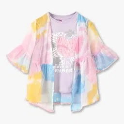 Girls Graphic Print Tank Top with Kimono-image-68