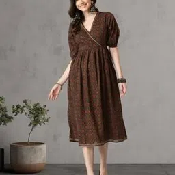 indie picks Hand Block Sanganeri Print Cotton Dress-picture-13