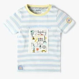 Boys Striped Relaxed Fit Round-Neck T-Shirt-image-1
