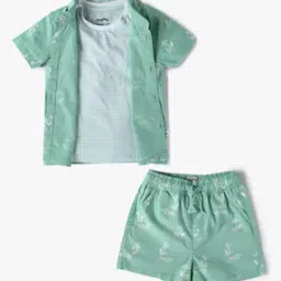 playday Boys Tropical Print Shirt & Shorts Set with T-Shirt-picture-13