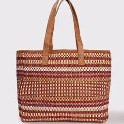 avaasa Women Striped Tote Bag with Double Handles-picture-32