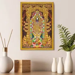 999store Lord Tirupati Balaji And Goddess Lakshmi Photo Painting with Photo Frame-picture-46